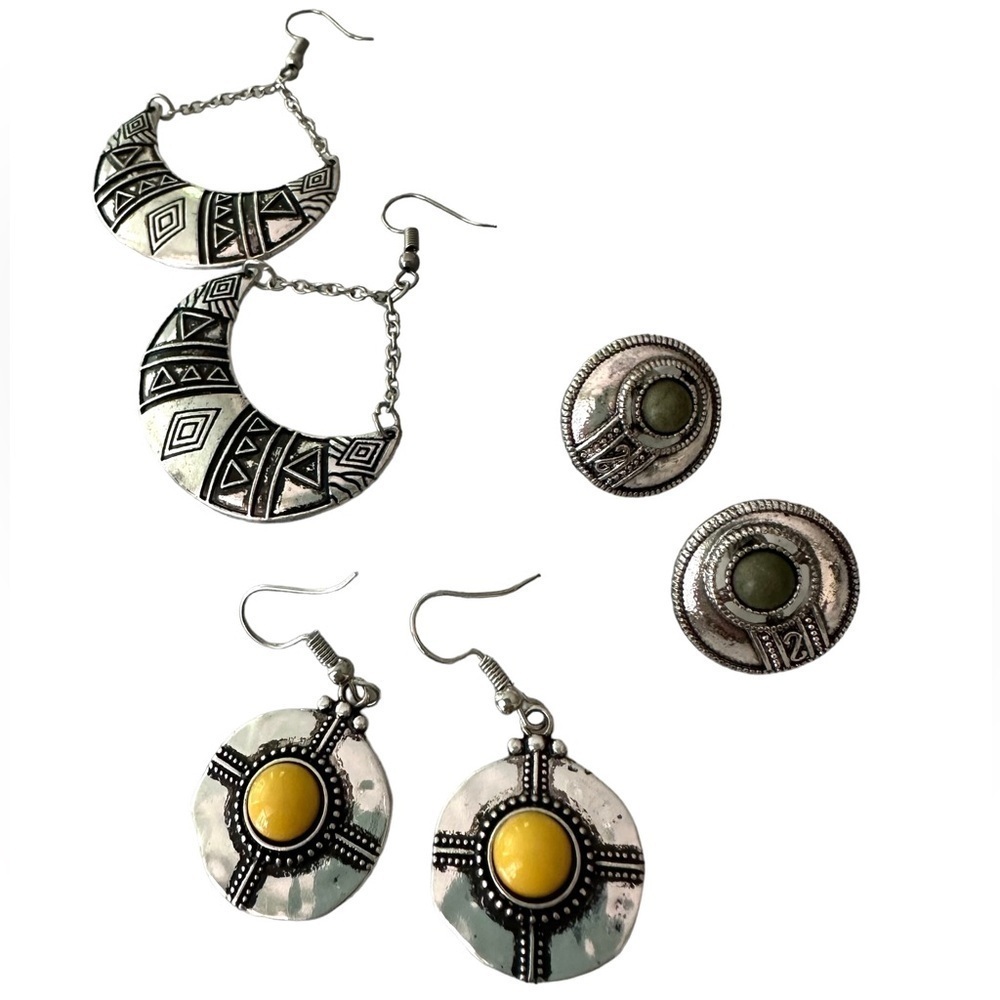 Paparazzi Aztec Southwest Style Earring Lot of Three Pairs of Fashion Earrings
